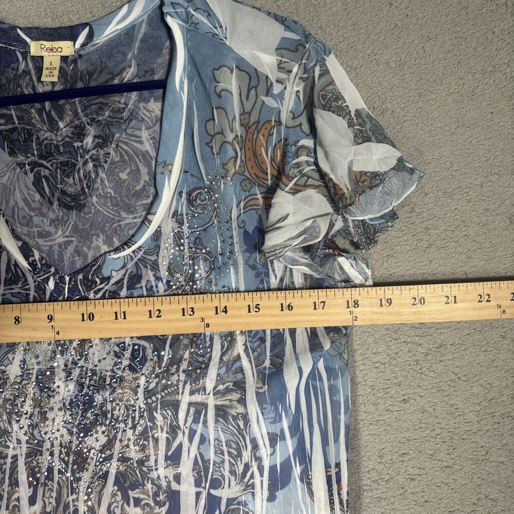 Reba Dress Size L Layered Chiffon Paisley USA Artsy Boho Art To Wear Embellished - Picture 8 of 16